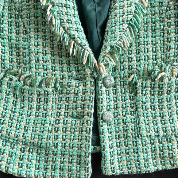 Tibi Green Blazer Tweed Jacket - Picture 3 of 5